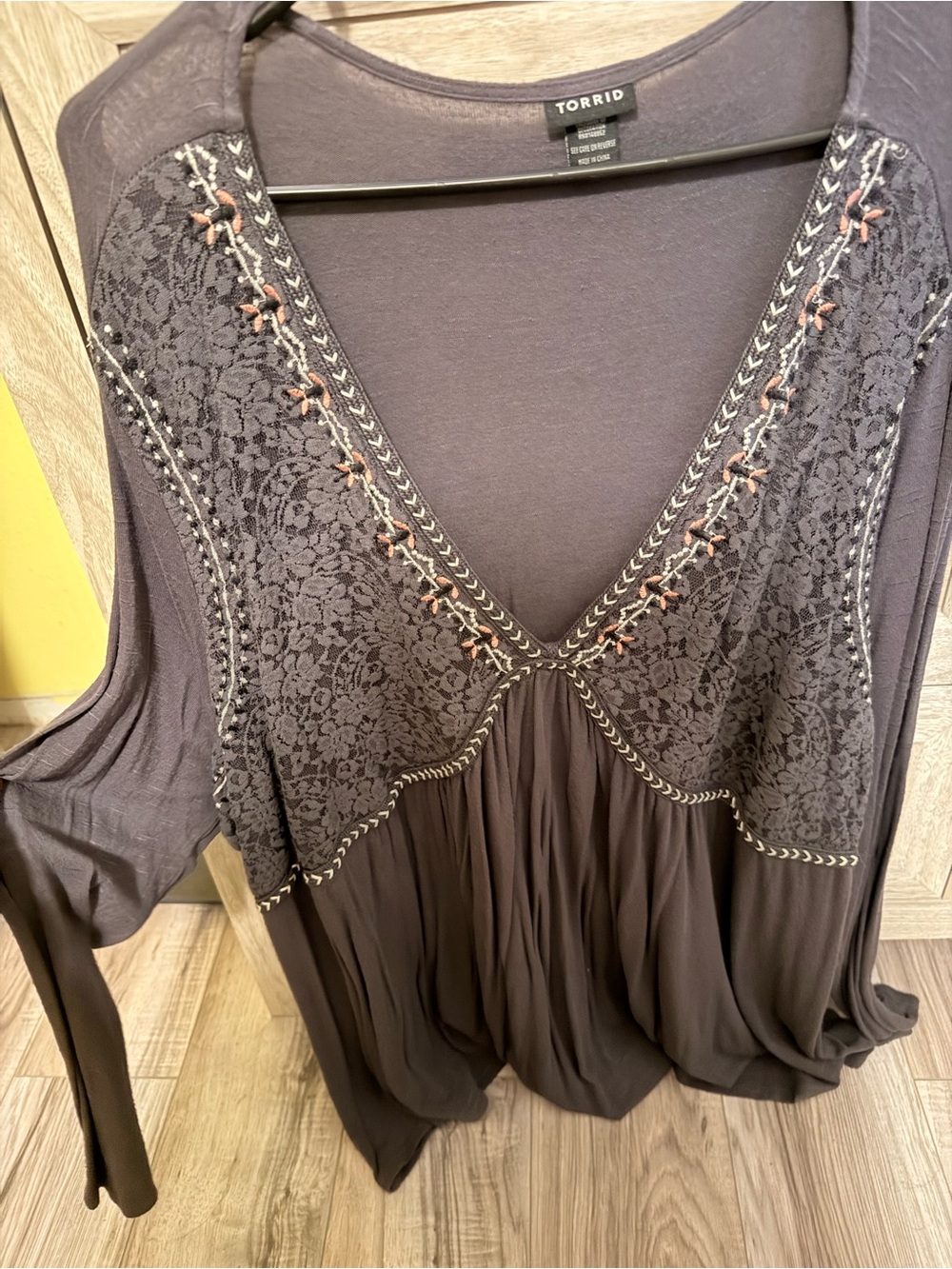 Torrid v-neck lace detail long sleeve